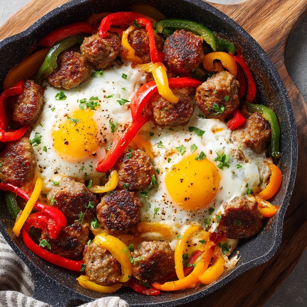 Keto Breakfast Sausage And Egg Skillet