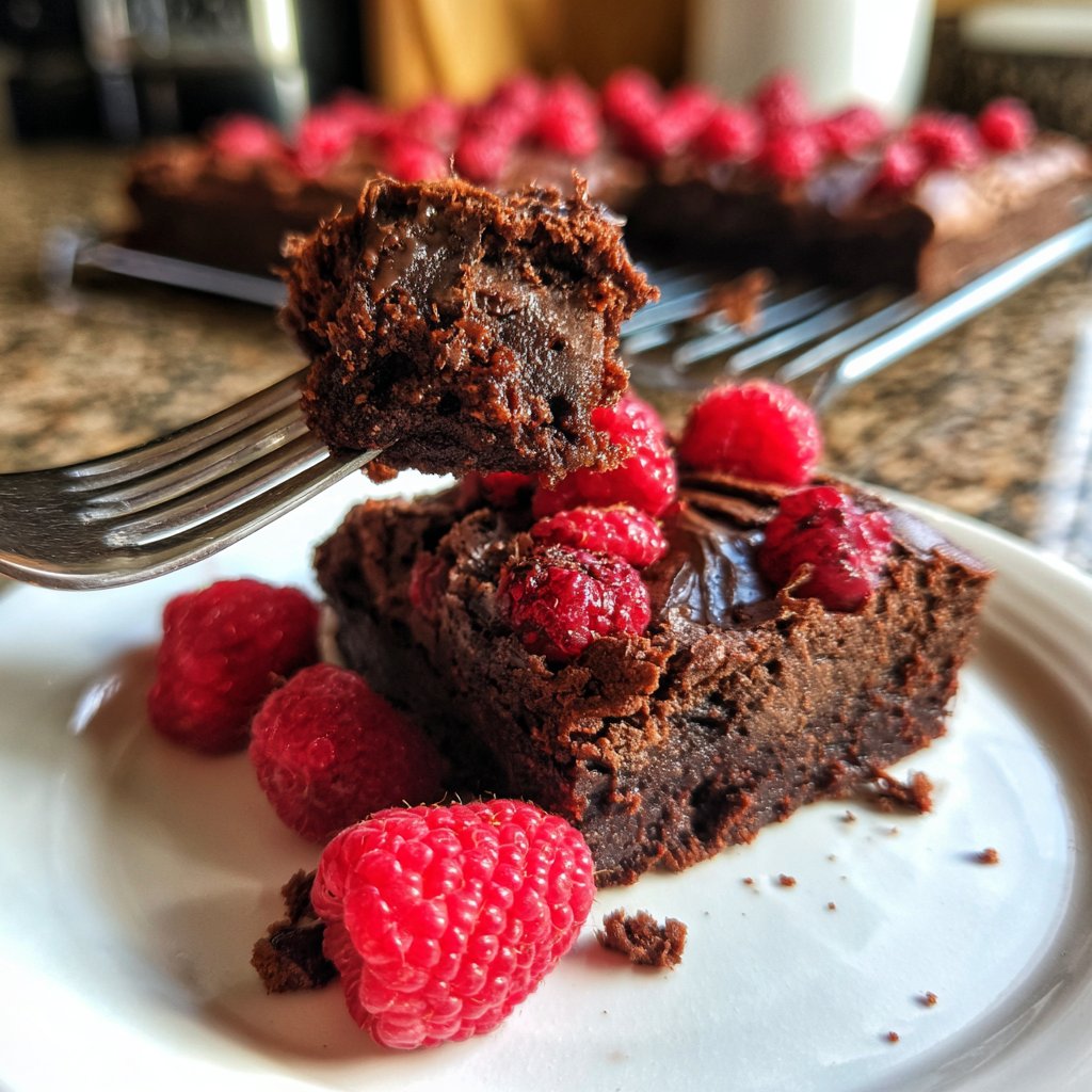 Cottage Cheese Brownies with Raspberries