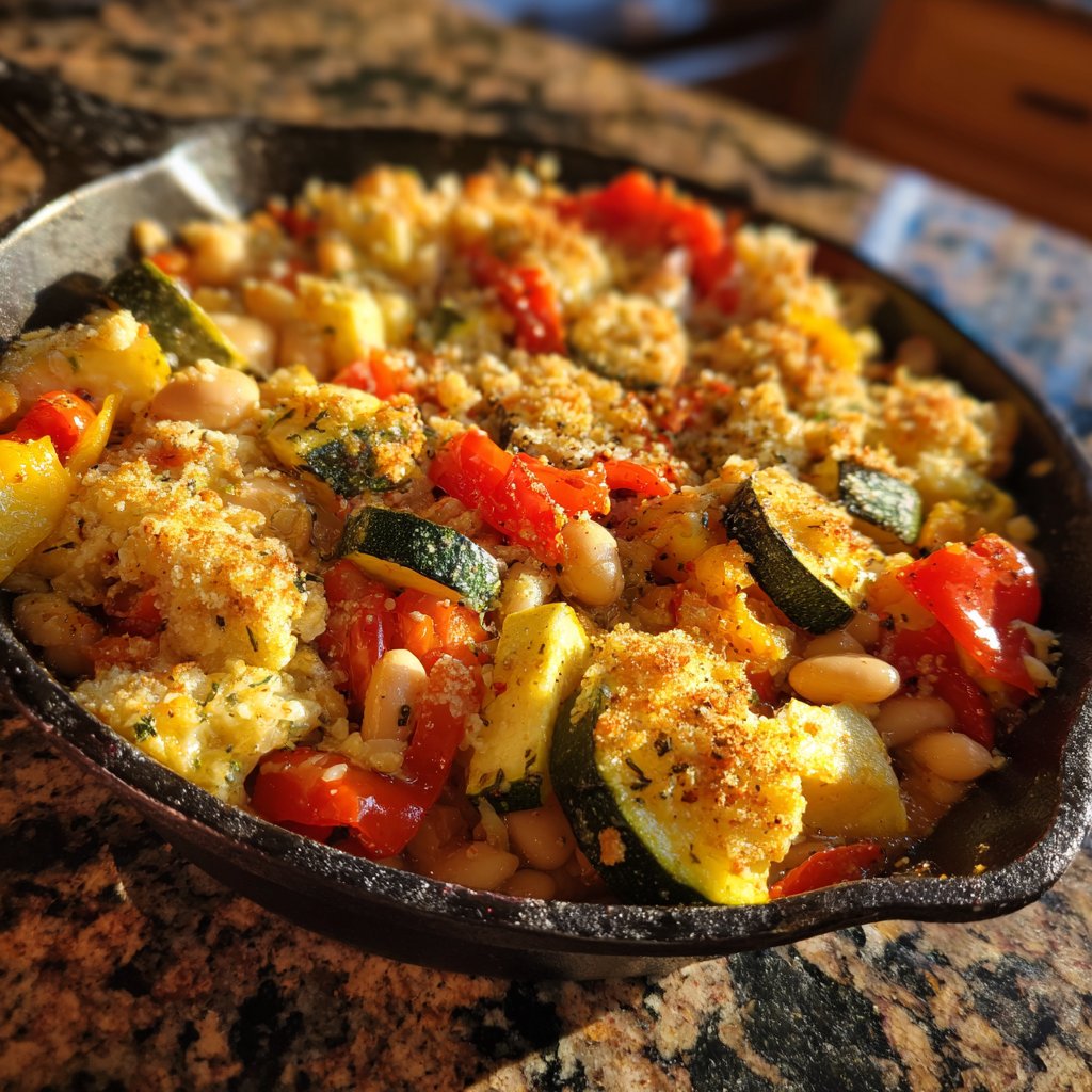 Roasted Veggie White Bean Skillet