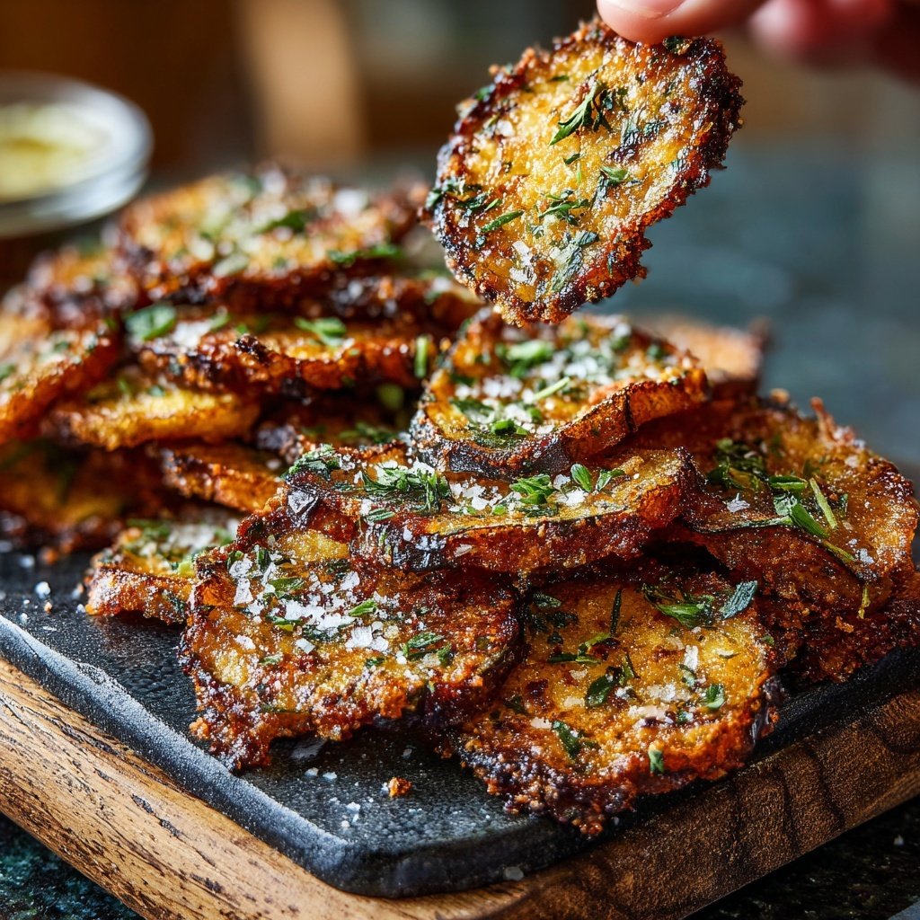 Crispy Eggplant Garlic Chips