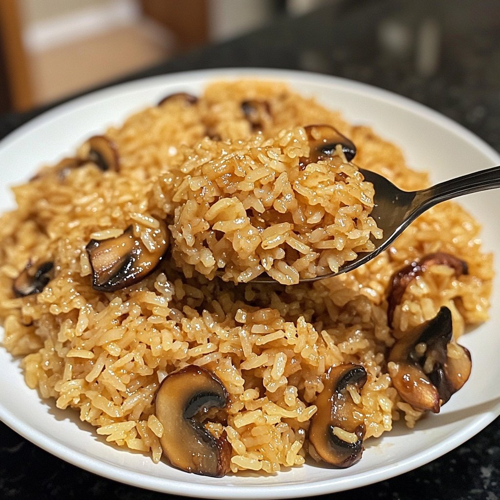 One Pot Soy Sauce Mushroom Rice