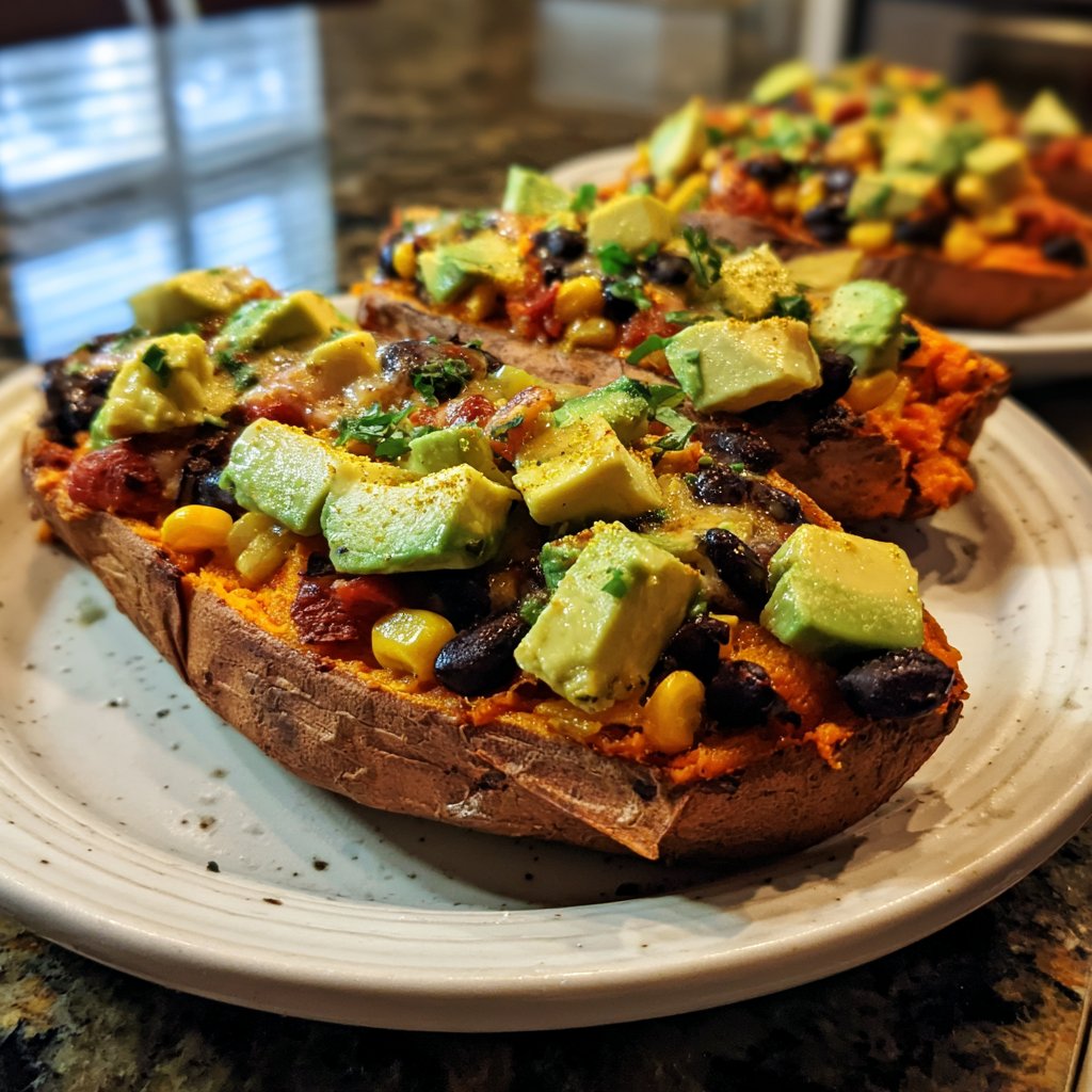 Baked Sweet Potato Veggie Boats