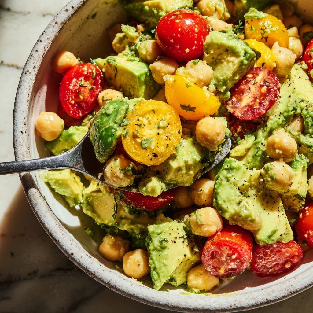 Healthy & Light Avocado Chickpea Salad